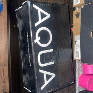 Aqua yellow and white sandals